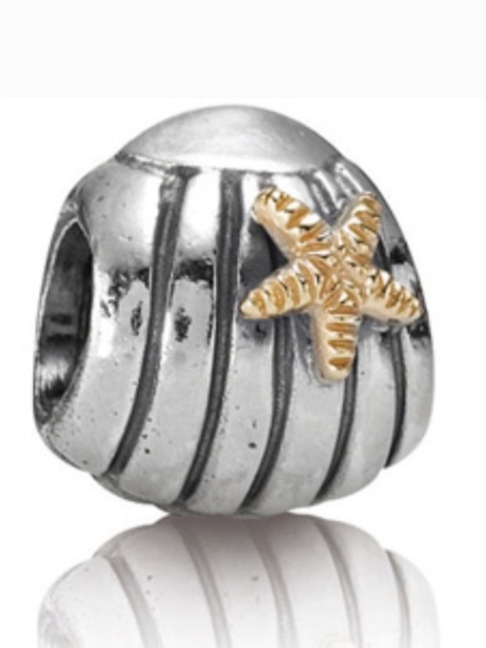 Pandora Silver Charm (Retired) with Gold Starfish Accent